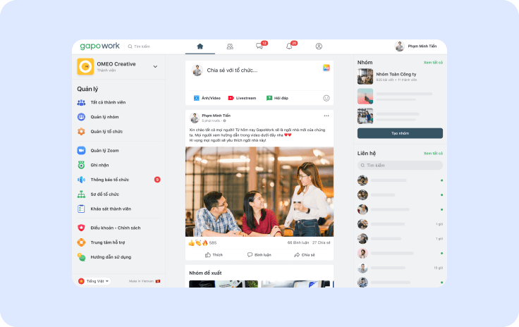 Nền tảng với giao diện đơn giản và thuận tiện sử dụng.
