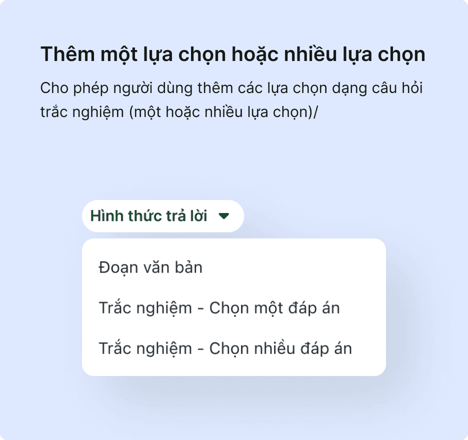 Thêm một lựa chọn hoặc nhiều lựa chọn