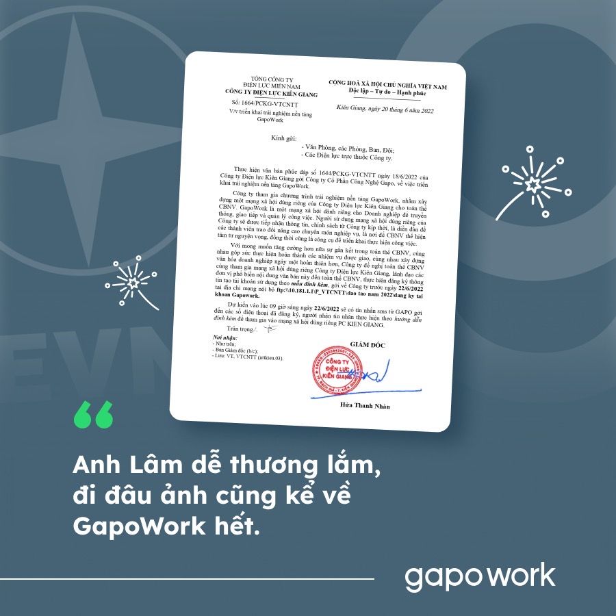 Điện lực Kiên Giang quyết định hội nhập 1200 cán bộ lên GapoWork - Ảnh 3